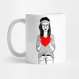 Stylish girl in shorts with big heart Mug